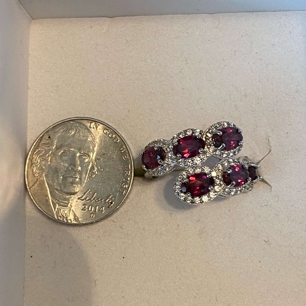 NWOT RASPBERRY RHODOLITE W ZIRCON STERLING RING - Picture 9 of 12